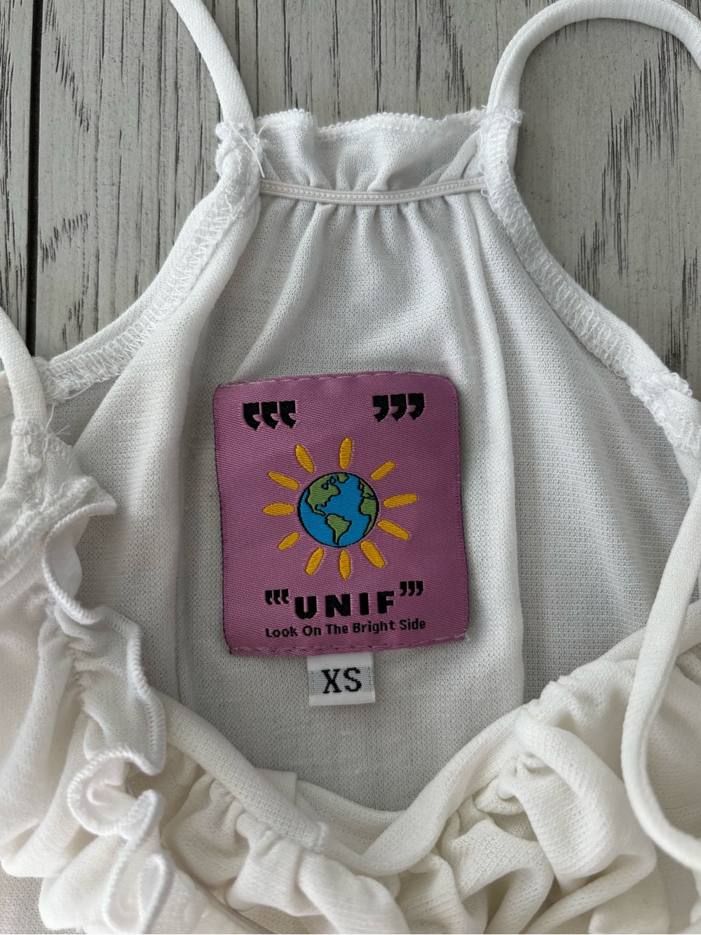 UNIF White Ruffle Detail Spaghetti Strap Cami